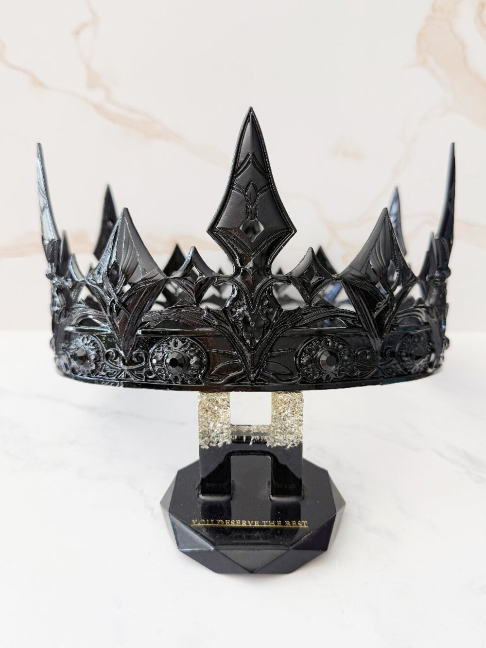 Black Gothic Crown, Black Crystal Medieval, King Renaissance Cosplay Headpiece